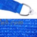 GHP 11.5Ft 185g/sqm HDPE Knitted Fabric Blue Triangle Sun Shade Sail w 3 Carabiners   